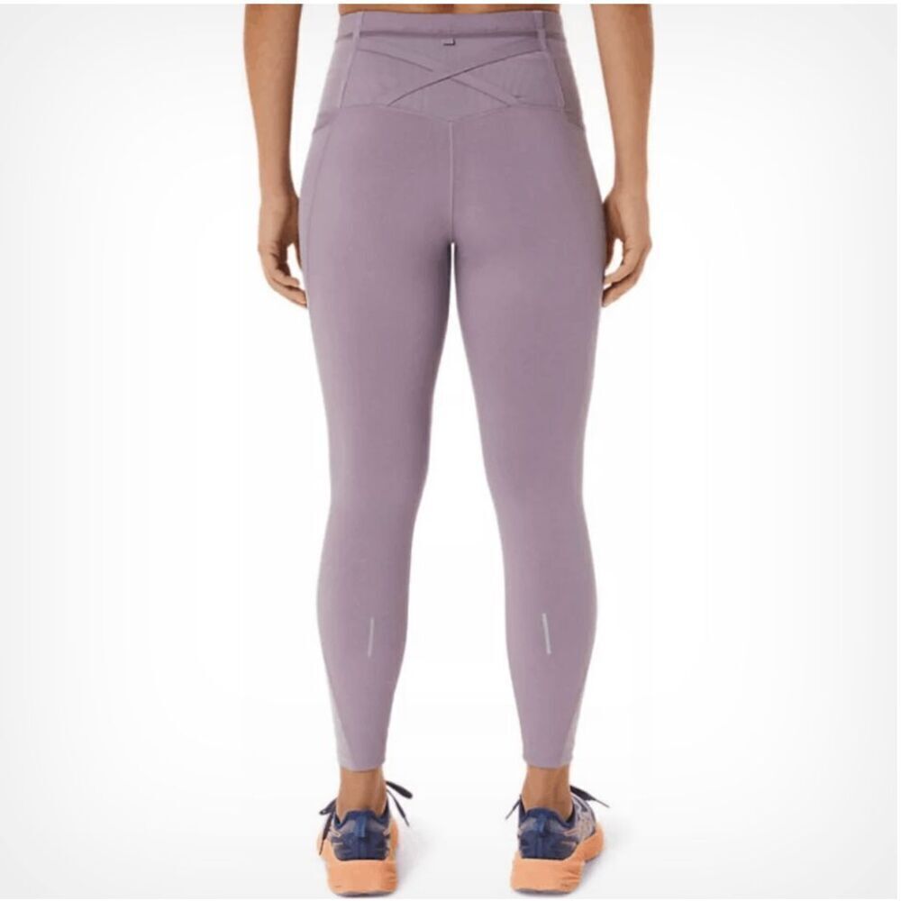 ASICS Distance Supply 7/8 Sz M Lilac Multi Pocket Running Leggings